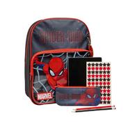 Marvel Spider-Man Rucksack Set für Jungen - Spiderman Schultasche mit Federmäppchen, Aufklebern & Schlüsselanhänger, Kinder Rucksack Set für Grundschule, Spidey Rucksack Geschenk