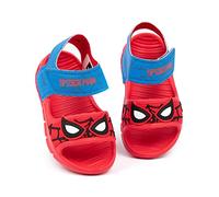 Marvel Spider-Man Sandalen Kinder Kleinkinder | Jungen Mädchen Superhelden Gesichtsmaske Schieberegler mit stützendem Gurt | Rot Blau Sommerschuhe Schuhe