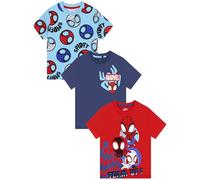 Marvel Spider-Man T-Shirt Jungen 3er-Pack, Spidey & Friend T Shirt Set mit Miles Morales & Gwen Stacy, Kinderkleidung 122