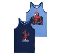 Marvel Spider-Man Unterhemd für Jungen - Kinder Tank Top Hemdchen Unterwäsche Blau (2er Pack) (DE/NL/SE/PL, Numerisch, 122, 128, Regular, Blau)