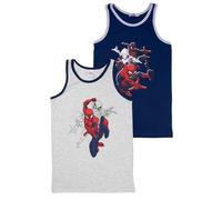 Marvel Spider-Man Unterhemd für Jungen - Kinder Tank Top Hemdchen Unterwäsche Grau/Blau (2er Pack) (DE/NL/SE/PL, Numerisch, 122, 128, Regular, Grau/Blau)