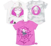 Marvel Spider-Verse Spider-Gwen Ghost Spider Girls 3er Pack Geknotet Graphic Shirts von Kleinkind bis Großes Kind, Weiß / Lila / Blau, 4