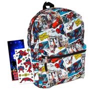 Marvel Spiderman Backpack for Boys Girls Kids - 2 Pc Bundle With 16"""" Marvel Comics Spiderman School Backpack Bag with Stickers (Spiderman S