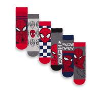 Marvel Spiderman Boys 6er Pack Socken | Kinder Mehrfarbige sportliche Charaktersocken | Spider-Man Avenger Superhelden Grafik Schuhe | Bequemes Kindersocken-Set Bundle Filmspiel Merchandise Geschenk
