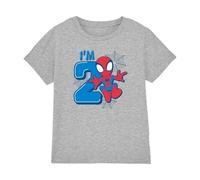 Marvel Boy's Spiderman Cute Spidey Birthday 2 Unisex Kids T-Shirt, Athletic Heather, 3-4 Jahre