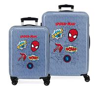 Marvel Spiderman Denim Koffer-Set, blau, 55/68 cm, starr, ABS-Kombinationsverschluss, seitlich, 104 l, 6 kg, 4 Räder, Handgepäck