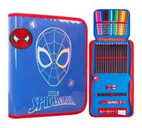 Marvel Spiderman Federmäppchen mit Stiften Gefülltes Federtasche für Kinder Stifte Federmappe Jungen Mädchen Schule Etui Schulzubehör (Blau)