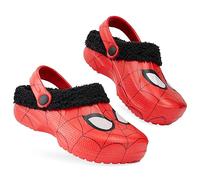 Marvel Spiderman Hausschuhe für Jungen, Winter Clogs Mit Anti-Rutsch-Sohle - Geschenke (Rot, 34-35 EU)