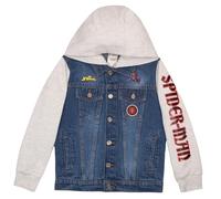 Marvel Spiderman Jeansjacke mit Kapuze Spider-Man Miles Morales Jeansjacke für kleine und große Kinder Jungen Modejacke, Grau und Blau, 7