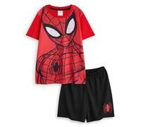 Marvel Spiderman Jungen 2-teiliges Pyjama-Set | Kurze Hosen und kurzärmliges Nachtoberteil für Kinder in Rot und Schwarz | Pyjamas mit Spiderman-Superhelden-Grafikdruck