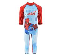 Marvel Spiderman Jungen Badeanzug, UV Schutz Badeanzug, Einteiliges Schwimmset, T-Shirt und Badehose, Größe 8 Jahre, Rot