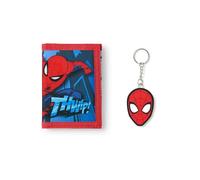 Marvel Spiderman Jungen Geldbörse | Superhelden Rote Dreifachfalt-Geldbörse mit Spiderman-Print THWIP! für Kinder | Kinder Portemonnaie für Bargeld & Karten mit Spiderman-Masken-Schlüsselanhänger