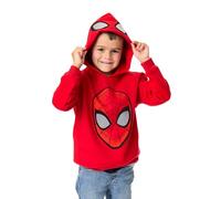 Marvel Spiderman Jungen Kapuzen Sweatshirt | Kinder Superhelden Grafik Kapuzenpullover in Rot | Spider-Man Maske mit Augen auf der Kapuze Pullover Film Bekleidung | Comic Buch Kunst Merchandise