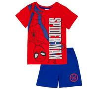 Marvel Spiderman Jungen-Pyjama-Set in Blau und Rot | Kinder-Pyjama mit T-Shirt und Shorts | Web-Slinging-Design | Offizielle Ware kleine Superhelden