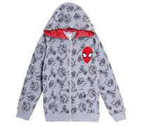 Marvel Spiderman-Kapuzenjacke für Jungen, Kids Avengers, mit durchgehendem Reßverschluss, Größe Gr. 5-6 Jahre, grau