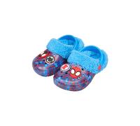Marvel Spiderman Kids Clogs - Jungen Pelzgefütterte Hausschuhe mit Rückengurt - bequeme Indoor-Schuhe oder Outdoor-Schuhe für Kinder, blau, 9 UK Child