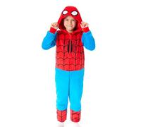 Marvel Spiderman Kinder-Strampler | Kinder-Schlafanzug mit Kapuze und Spiderman-Charakter-Grafikdruck in Blau | Kinder-Superhelden-Anzug-Pyjama-Nachtwäsche für Jungen und Mädchen