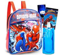 Marvel Spiderman Mini Backpack For Boys Kids ~ 4 Pc Bundle With 11"""" Spiderman School Bag For Kids Water Pouch Stickers And More | Spide