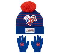 Marvel Spiderman Mütze | Spider-Man Handschuhe Mit Mütze Set | Spidey Und Seine Super-Freunde Winterset Kinder Junge | Einheitsgröße Blau