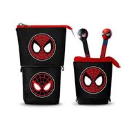 Marvel Comics Federmäppchen Spiderman Peter-Cute – 2 radierbare Gelstifte (schwarz/rot), 11,5×17 cm