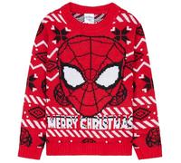 Marvel Spiderman Pullover Jungen, Weihnachtspullover Kinder - Geschenkidee für Kinder (Rot, 11-12 Jahre)