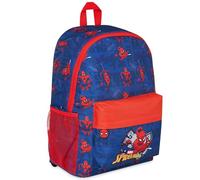 Marvel Rucksack, Schulrucksack mit gepolsterte Gurten & Mesh-Seitentaschen - Geschenke für Jungs (Blau/Rot)