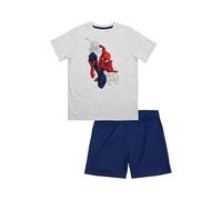 Marvel Spiderman Schlafanzug für Jungen - Kinder Pyjama Set Kurzarm Oberteil mit Hose Grau/Blau (DE/NL/SE/PL, Numerisch, 134, 140, Regular, Grau/Blau)