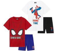 Marvel Spiderman Schlafanzug Jungen, Pyjama Sets mit T-Shirt & Shorts, 2er-Pack (Rot/Weiß, 3-4 Jahre)