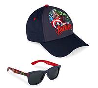 Marvel Spiderman Sonnenbrille Kinder Basecap Jungen Set Verstellbare Coole Sommer Kappe Kinder Sonnenbrillen UV400 Geschenke für Jungs (Marineblau)