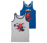 Marvel Spiderman Unterhemd für Jungen - Kinder Tank Top Hemdchen Unterwäsche Grau/Blau (2er Pack) (DE/NL/SE/PL, Numerisch, 122, 128, Regular, Grau/Blau)