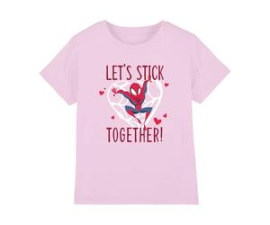 Marvel Spiderman Valentine's Day Stick Together Kinder T-Shirt, Pink, 5-6 J