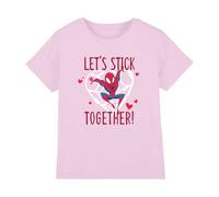 Marvel Spiderman Valentine's Day Stick Together Kinder T-Shirt, Pink, 9-11 J