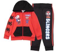 Marvel Spidey and His Amazing Friends Jungen 2-teiliges Fleece-Set - Spiderman-Hoodie mit Reißverschluss und Jogginghose, 2er-Pack für Kinder, schwarz/rot, 5