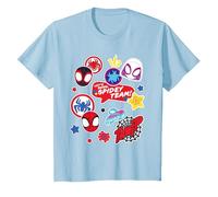 Marvel Spidey and His Amazing Friends Spidey Team Stickers T-Shirt, Kinder, Himmelblau, 152