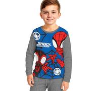 Marvel Spidey und Seine Super-Freunde Schlafanzug für Jungen - Spiderman Kinder Pyjama Set Langarm Oberteil mit Hose Grau/Blau (DE/NL/SE/PL, Numerisch, 110, 116, Regular, Grau/Blau)