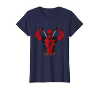 Marvel Studios Deadpool & Wolverine Deadpool Drawing Swords T-Shirt, Damen, Marineblau, S