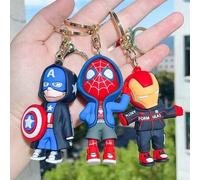 Marvel süße Charakter Schlüsselanhänger, Avengers Anhänger Charms. Mit niedlichen Designs von Spinne-Man, Iron Man und mehr. Aus weichem Gummimaterial