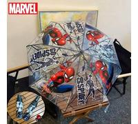 Marvel süßer Spiderman Cartoon Regenschirm, transparenter, faltbarer Großformat Automatik-Regenschirm, Marvel Charakter Heißprägung gerader Griff, pra