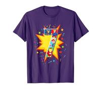 Marvel Super Heroes 7th Birthday Graphic T-Shirt, Herren, Violett, L