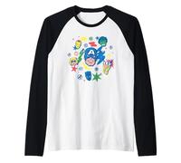 Marvel Super Heroes Avengers Captain America Big Face Retro Raglan