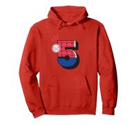 Marvel Super Heroes Spider-Man Numbers 5 Fifth 5th Birthday Pullover Hoodie, Unisex für Erwachsene, Rot, XXL