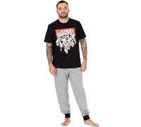 Marvel Superhero Herren Pyjama | Character Lounge Hose und T-Shirt Schwarz Distressed Pyjama Set | Iron Man Thor Spider-Man Captain America | Nachtwäsche Geschenke für Ihn Fanartikel