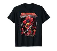 Marvel T-Shirt: Deadpool Corps Family Attack Poses - Schwarz, Unisex, Klein, Kurzarm, Klassische Passform, Halloween, Marvel-Fans, Deadpool-Fans, Cosplay-Enthusiasten