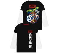 Marvel T-Shirt Kinder, Avengers Langarmshirt, Jungen Tshirt, T Shirt Jungen 100% Baumwolle, Schwarz 116