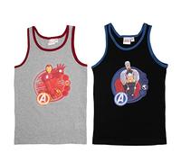 Marvel The Avengers Unterhemd für Jungen Kinder Tank Top Hemdchen Unterwäsche Grau/Schwarz (2er Pack) (as3, Numeric, Numeric_110, Numeric_116, Regular, 110-116)