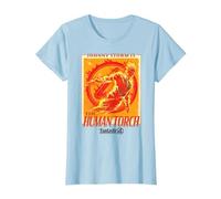 Marvel The Fantastic Four: First Steps Johnny Storm Poster T-Shirt, Damen, Himmelblau, S
