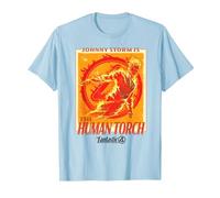 Marvel The Fantastic Four: First Steps Johnny Storm Poster T-Shirt, Herren, Himmelblau, M
