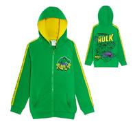 Marvel The Incredible Hulk Avengers Kinder-Kapuzenpullover mit Reißverschluss, Grün/Gelb, 3-4 Jahre