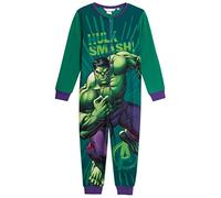 Marvel The Incredible Hulk Onesie für Jungen Fleece-Pyjamas All in One Schlafanzug Kinder Pjs Gezippte Nachtwäsche Loungewear, grün, 4-5 Years