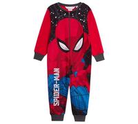 Marvel The Official Spiderman Onesie for Boys Fleece All in One Kids Pajamas Pjs Zipped Loungewear, rot, 3-4 Years